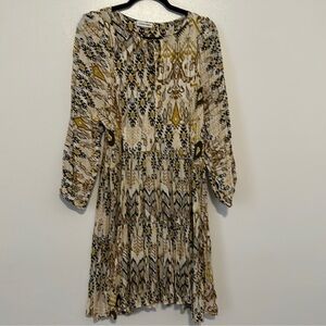 Yellow and Black Long Sleeve Sundress with Bishop Sleeves